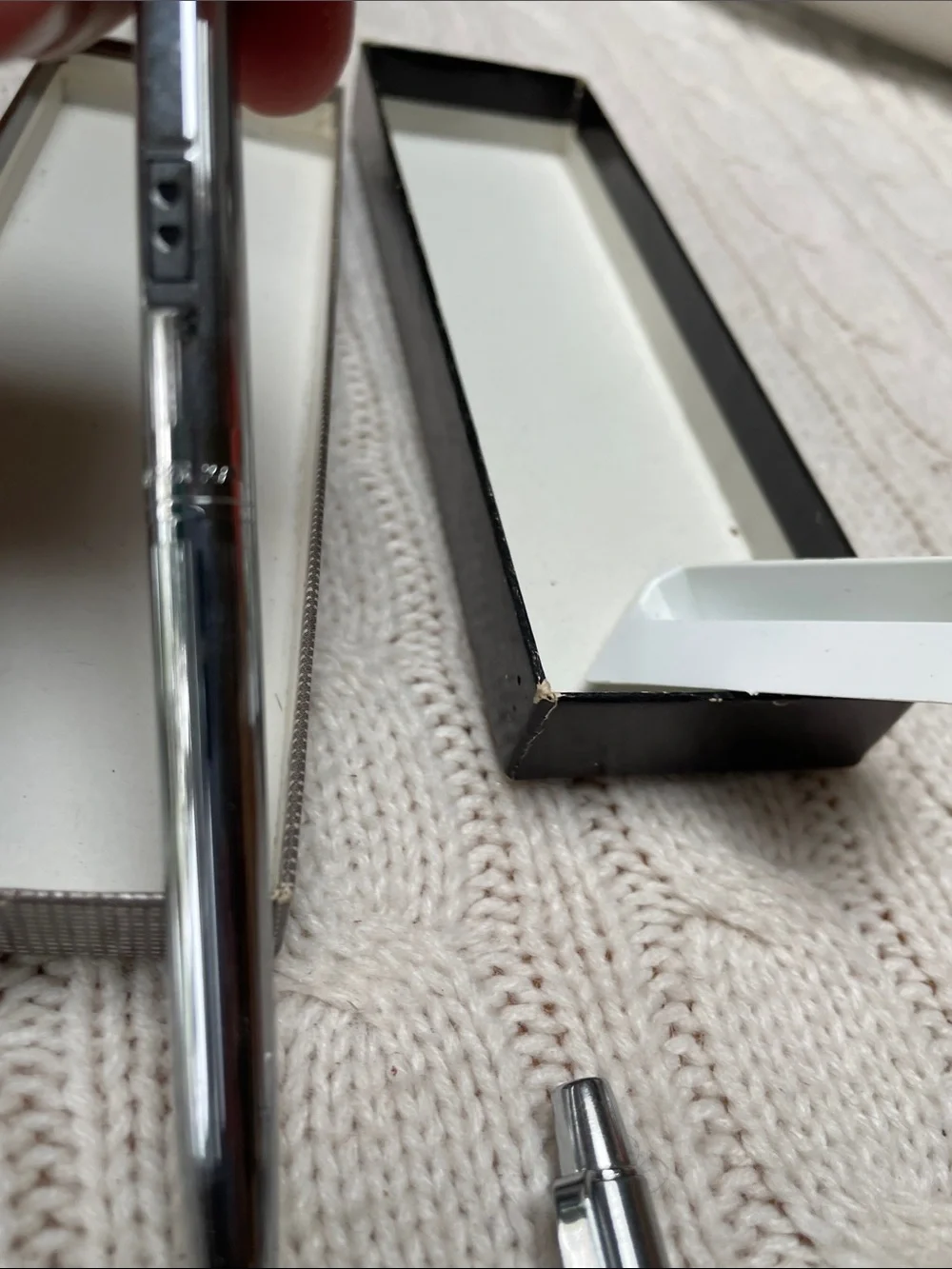 VTG unused Paper Mate Double Heart Slim Profile Chrome Pen & Pencil Set with box